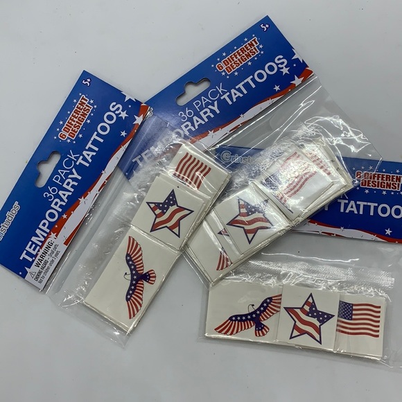 3 packs of Temporary Tattoos Patriotic Flags Stars - Picture 6 of 7